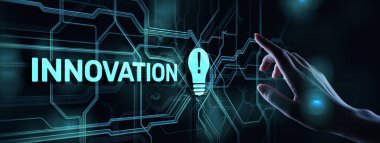 Sanal ekranda yenilik işi ve teknoloji kavramı. Yaratıcı süreci yenile.