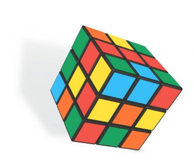 Rubik s küp içerik gerçekçi vektör çizim.