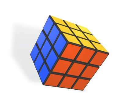 Rubik s küp içerik gerçekçi vektör çizim.