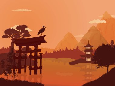 Geleneksel Japon manzara.