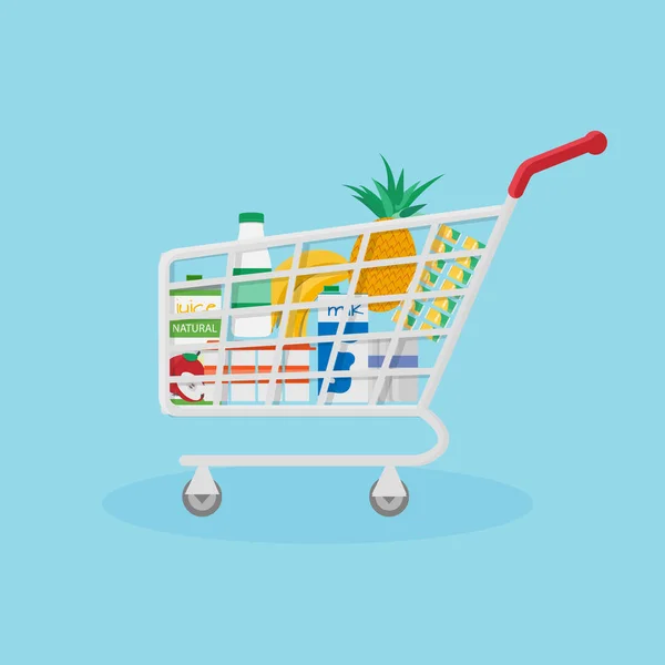 Kırmızı alışveriş sepeti yararlı doğal ürünlerle dolu.