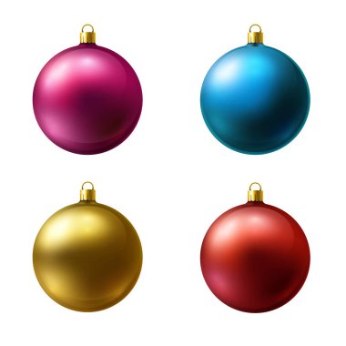 Realistic Christmas Holiday Balls isolated on a white background. Matted glass.