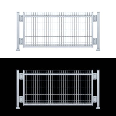 Gerçekçi vektör galvanize metal levha çit panel. Dikdörtgen çelik ağ V tipi.