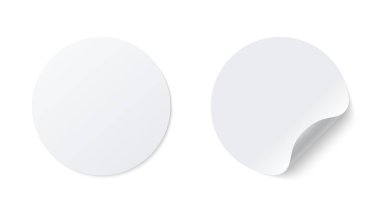 Eğri kenarlı beyaz yuvarlak kağıt yapıştırıcının gerçekçi şablonu