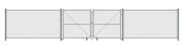 Gerçekçi metal tel örgüler ve kapı. Hapishane bariyeri ya da güvenlik çiti.