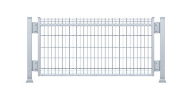 Gerçekçi vektör galvanize metal levha çit panel. Dikdörtgen çelik ağ V tipi.