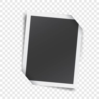 Retro photograph isolated on abstract checkered background.