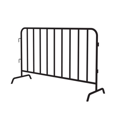 Kentsel taşınabilir çelik bariyer. Beyaz arka planda bir bariyer çitinin siyah silueti.