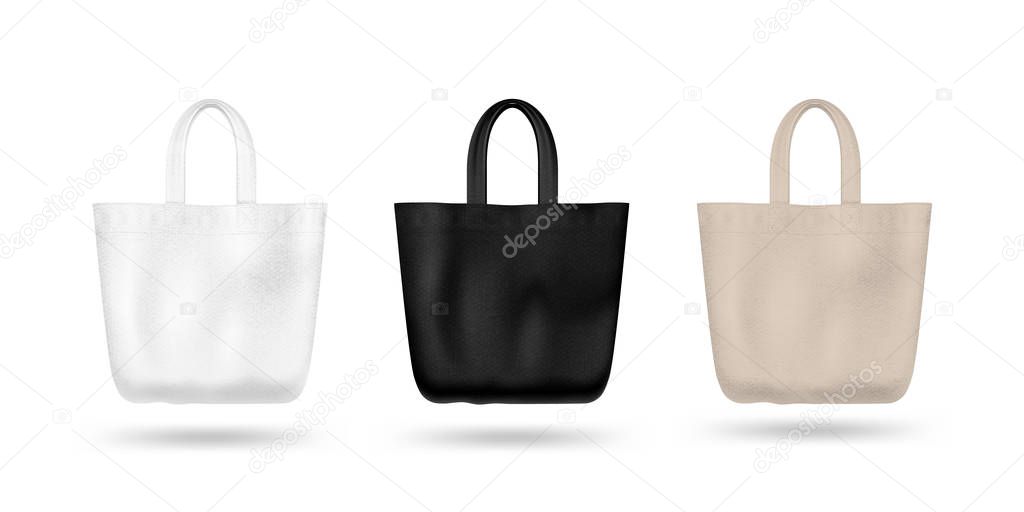 Download Realistic Textile Tote Bag Vector Mockup Set Black And White And Biege Isolated On White Background Empty Mockup For Shopping Design Premium Vector In Adobe Illustrator Ai Ai Format PSD Mockup Templates
