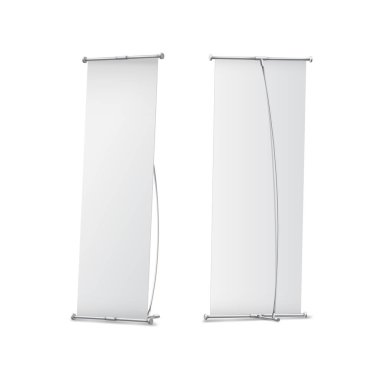 Indoor Blank L-Stand Banner for design presentation. Vector illustration on white background