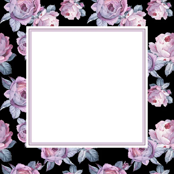Flor silvestre rosa marco de flores en un estilo de acuarela aislado . — Foto de Stock