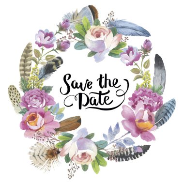 Kır çiçeği gül çiçek çelenk izole bir suluboya tarzında.