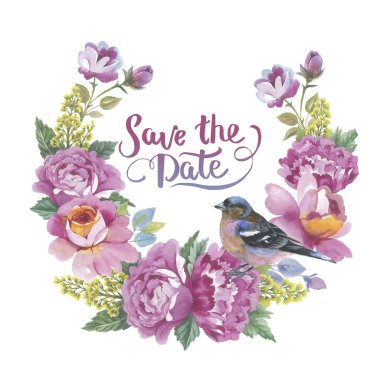 Kır çiçeği gül çiçek çelenk izole bir suluboya tarzında.