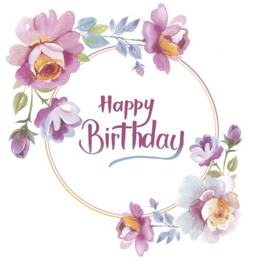 Kır çiçeği gül çiçek çerçeve izole bir suluboya tarzında.