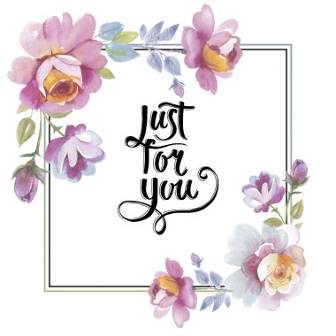 Kır çiçeği gül çiçek çerçeve izole bir suluboya tarzında.