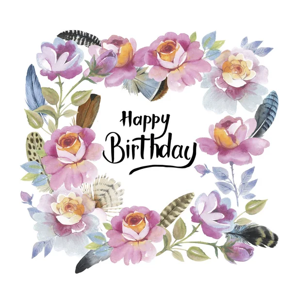 Kır çiçeği gül çiçek çerçeve izole bir suluboya tarzında.