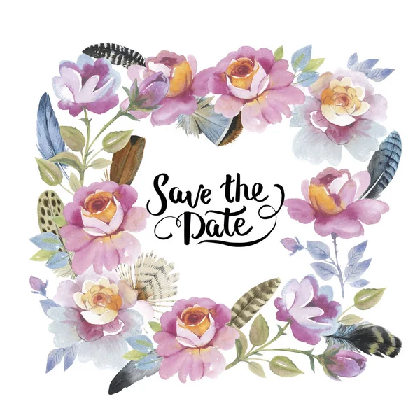 Kır çiçeği gül çiçek çerçeve izole bir suluboya tarzında.