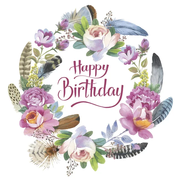 Kır çiçeği gül çiçek çelenk izole bir suluboya tarzında.