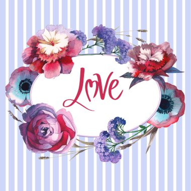 Kır çiçeği gül çiçek çerçeve izole bir suluboya tarzında.