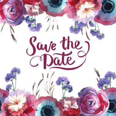 Kır çiçeği gül çiçek çerçeve izole bir suluboya tarzında.