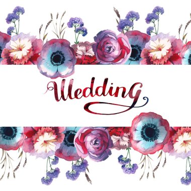 Kır çiçeği gül çiçek çerçeve izole bir suluboya tarzında.