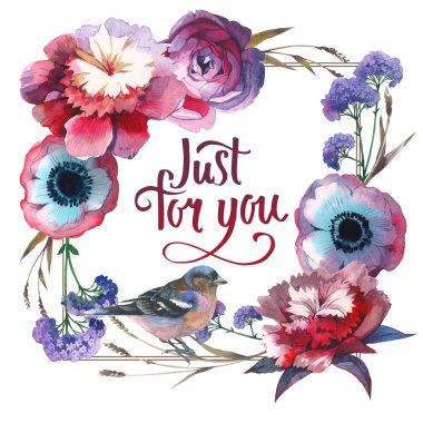 Kır çiçeği gül çiçek çerçeve izole bir suluboya tarzında.