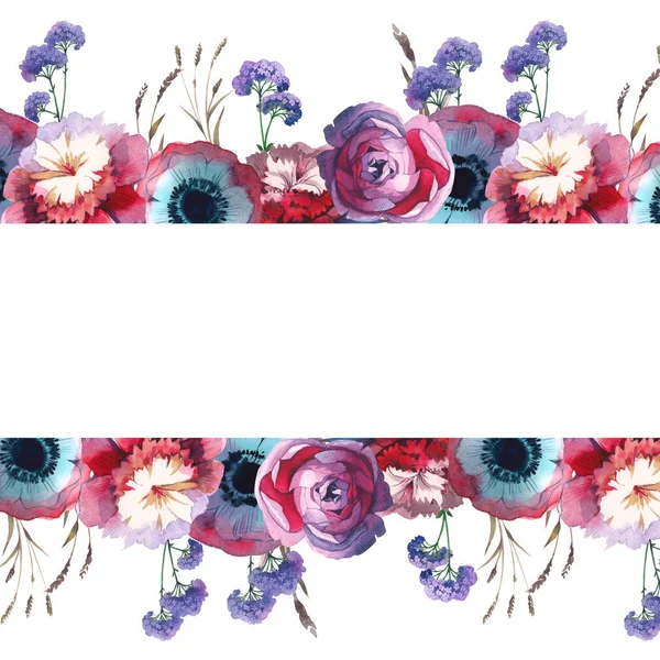 Wildflower rose flower frame in a watercolor style isolated. — Stock Photo, Image