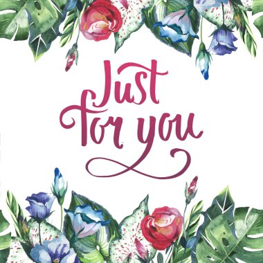 Tropikal Hawaii palmiye ağacı çerçeve izole bir suluboya tarzında bırakır..