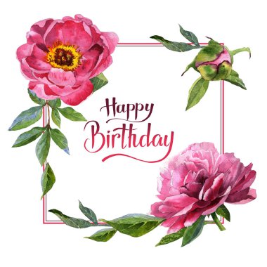 Kır çiçeği Şakayık çiçeği çerçeve izole bir suluboya tarzında.