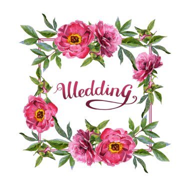 Kır çiçeği Şakayık çiçeği çerçeve izole bir suluboya tarzında.