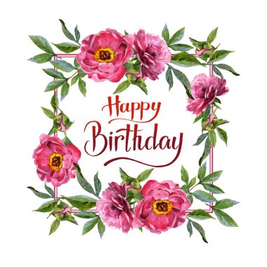 Kır çiçeği Şakayık çiçeği çerçeve izole bir suluboya tarzında.