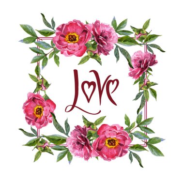 Kır çiçeği Şakayık çiçeği çerçeve izole bir suluboya tarzında.