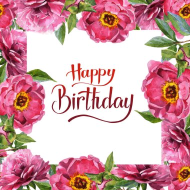 Kır çiçeği Şakayık çiçeği çerçeve izole bir suluboya tarzında.