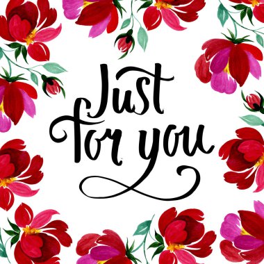 Kır çiçeği gül çiçek çerçeve suluboya tarzında.