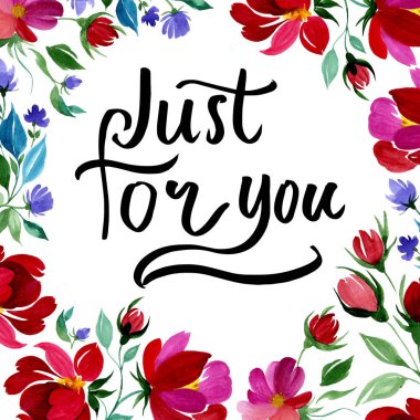 Kır çiçeği gül çiçek çerçeve suluboya tarzında.