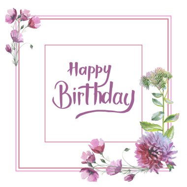 Kır çiçeği Kasımpatı çiçeği çerçeve izole bir suluboya tarzında.