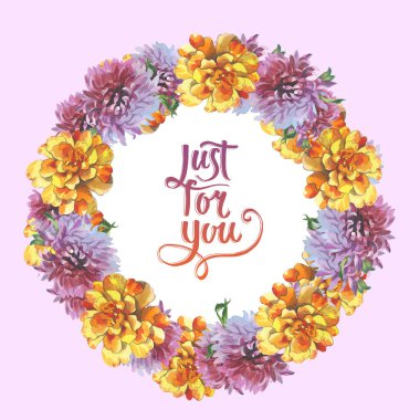 Kır çiçeği Kasımpatı çiçeği çerçeve izole bir suluboya tarzında.