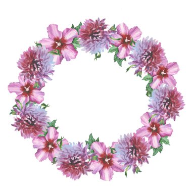 Kır çiçeği Kasımpatı çiçeği çerçeve izole bir suluboya tarzında.