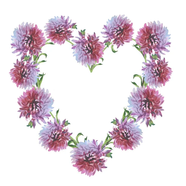 Wildflower krysantemum blomma ram i akvarell stil isolerade. — Stockfoto