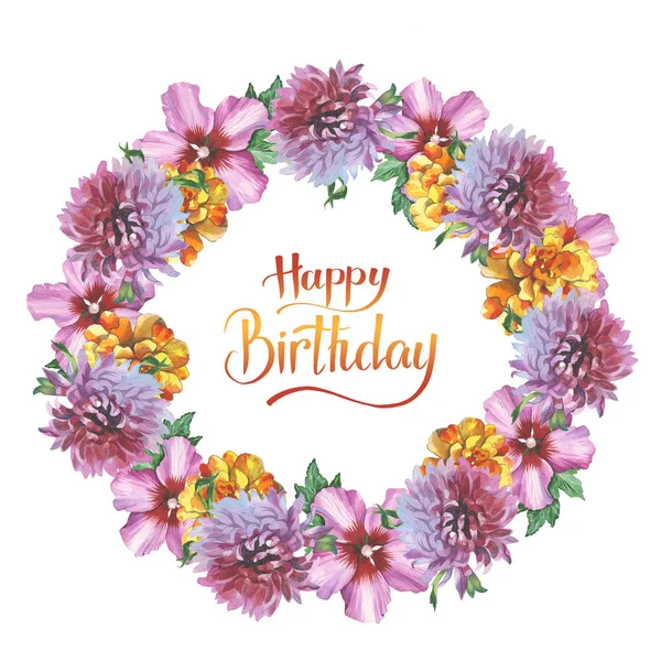 Kır çiçeği Kasımpatı çiçeği çerçeve izole bir suluboya tarzında.