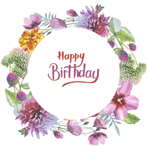 Kır çiçeği Kasımpatı çiçeği çerçeve izole bir suluboya tarzında.