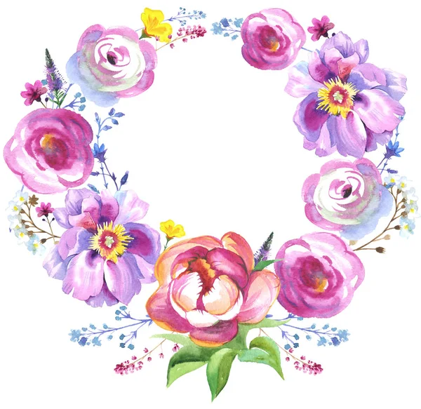 Pfingstrose Blume Halskette in Aquarell — Stockfoto