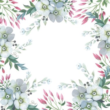 Kır çiçeği lily çiçek çerçeve izole bir suluboya tarzında.