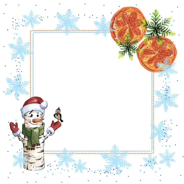 Christmas winter holiday symbol frame in a watercolor style isolated — Stock Photo, Image