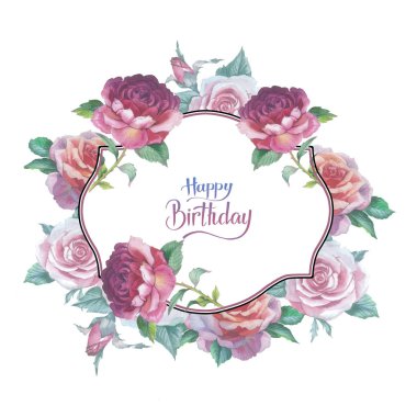 Kır çiçeği gül çiçek çerçeve izole bir suluboya tarzında.