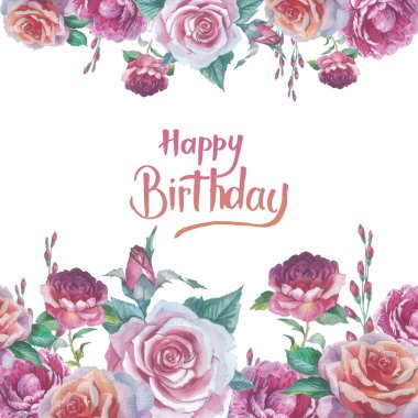 Kır çiçeği gül çiçek çerçeve izole bir suluboya tarzında.