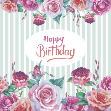 Kır çiçeği gül çiçek çerçeve izole bir suluboya tarzında.