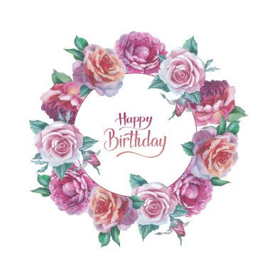 Kır çiçeği gül çiçek çerçeve izole bir suluboya tarzında.