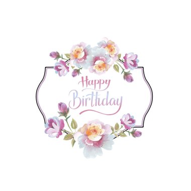 Kır çiçeği gül çiçek çerçeve izole bir suluboya tarzında.