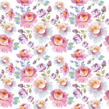 Kır çiçeği gül çiçek deseni izole bir suluboya tarzında.